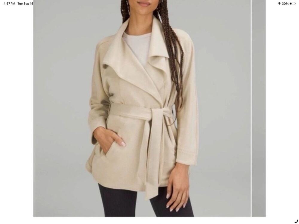 Lululemon Softstreme Beige Belted Wrap Trench Coat Size XL/XXL